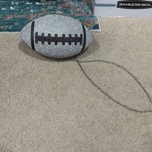 Silver Football Clutch with Chain Strap